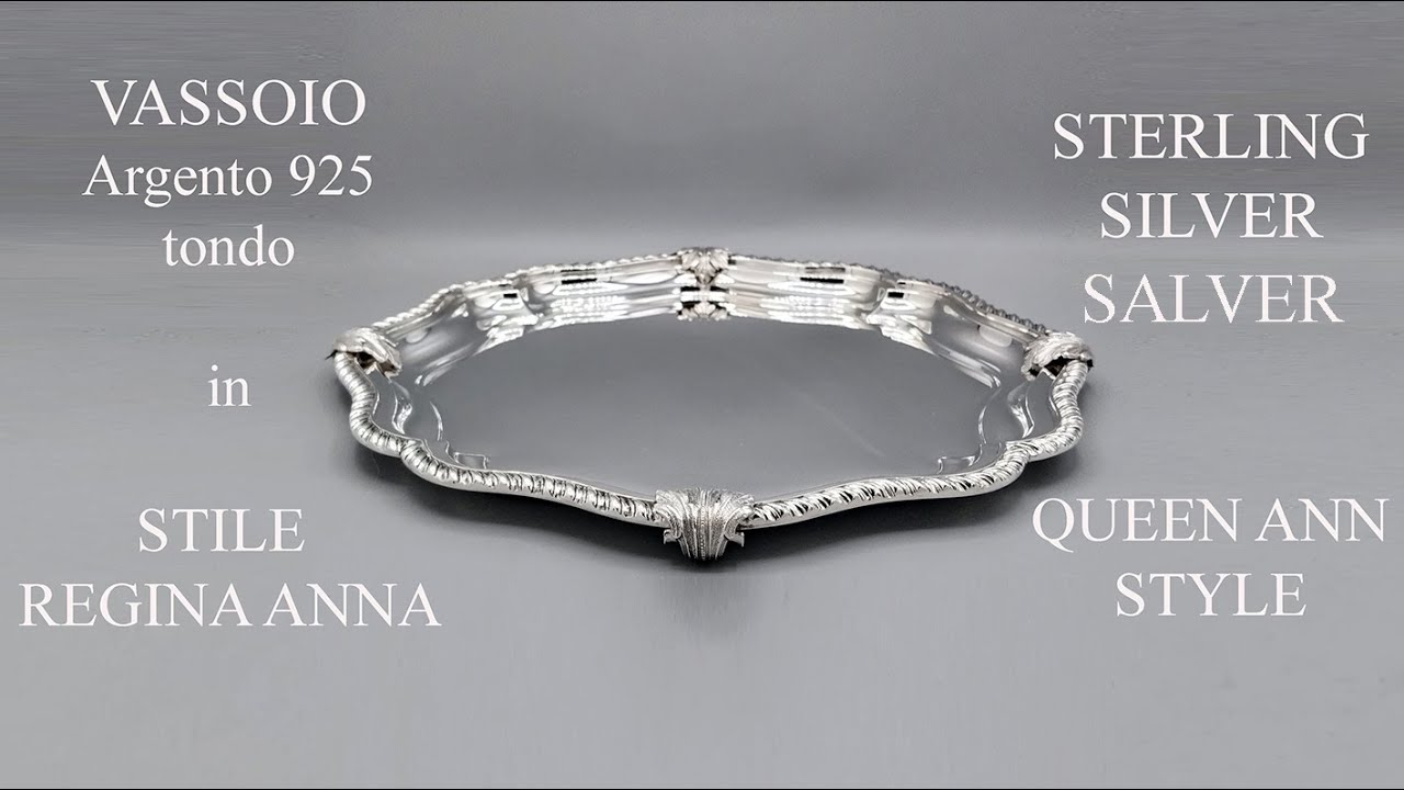 Vassoio in argento sterling  in stile Regina Anna Italian Sterling Silver Queen Ann Style Salver