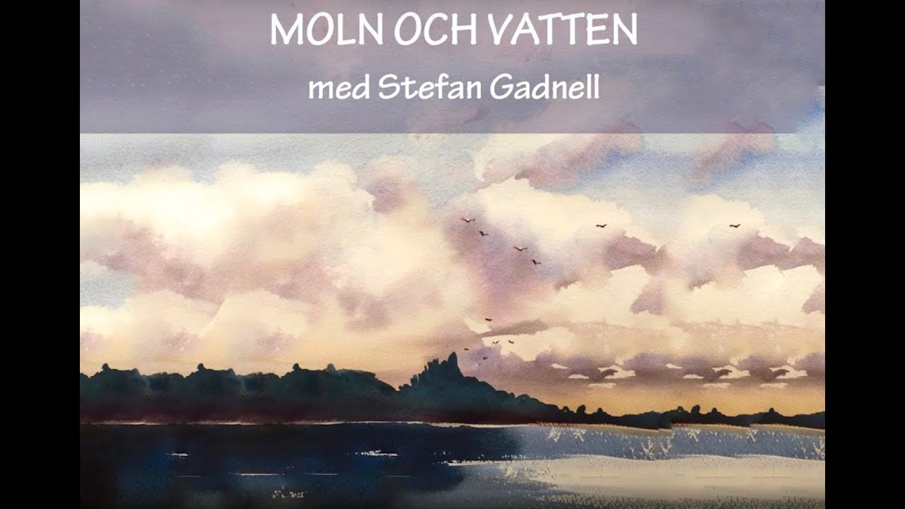 Moln och vatten i enkel akvarellövning
