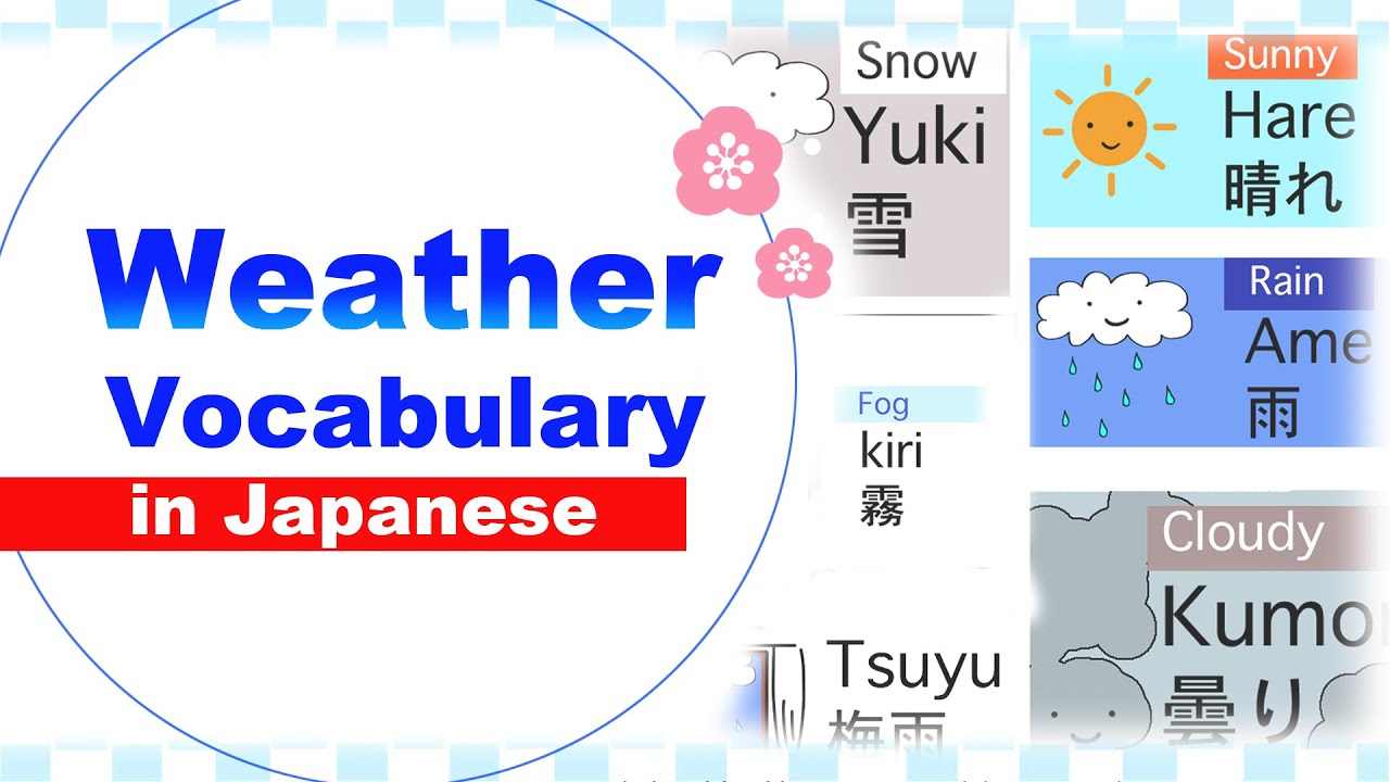 Weather vocabulary - Learn Japanese - 天気(Tenki) - 🇯🇵Sunny, Cloudy, Fog, Rain, Snow etc - Beginner