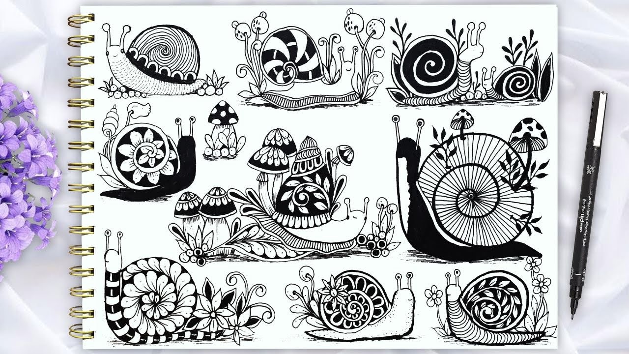🌼How To Draw Beautiful Zentangle Snail | Zentangle snail🌼