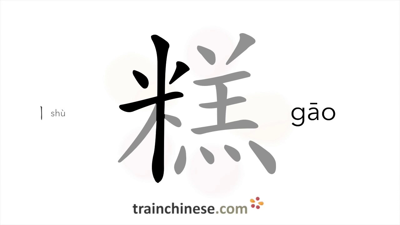 How to write 糕 (gāo) – cake – stroke order, radical, examples and spoken audio