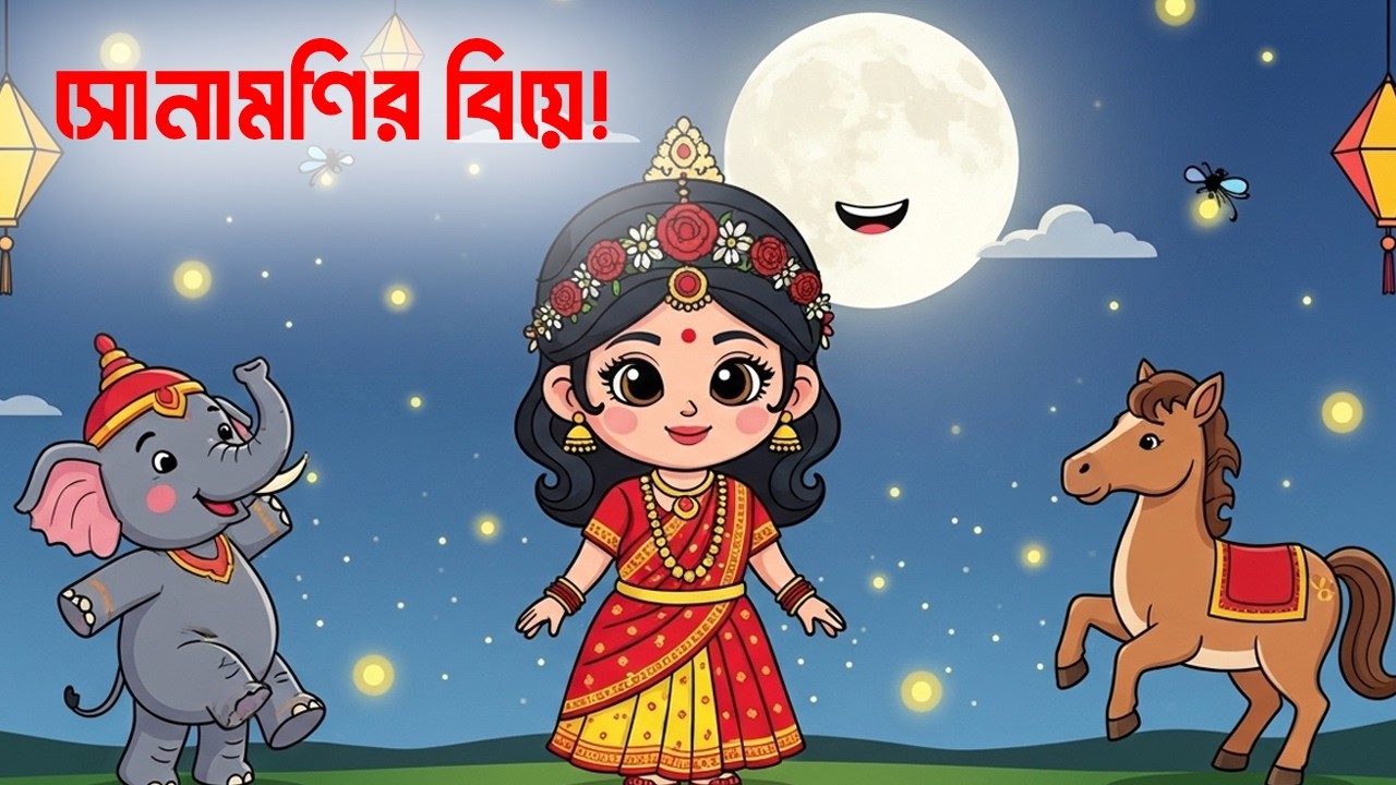 চাঁদ উঠেছে ফুল ফুটেছে  | sonamonir biye | Bengali Cartoon Song for Kids | Bangla Rhymes & Kids Songs
