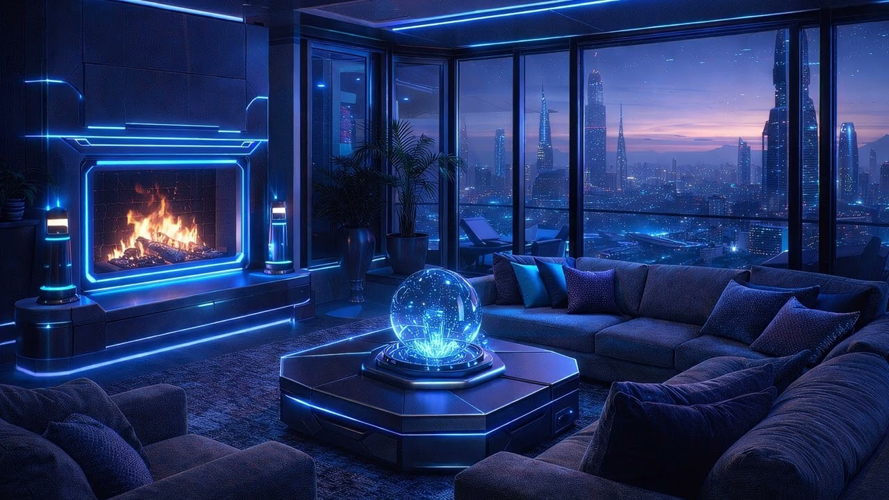 Ambient TV 4K HD - Ambiance TV 4K HD - Feu cheminée - Thème futuriste