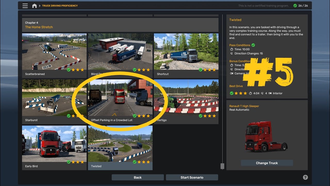 ETS2 Chapter 4 #5 Offset Parking in a Crowded Lot TRUCK DRIVING PROFICIENCY
