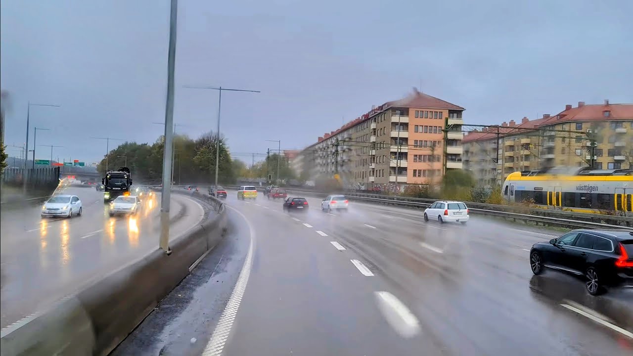 Driving in Heavy Rain Sweden - Gothenburg