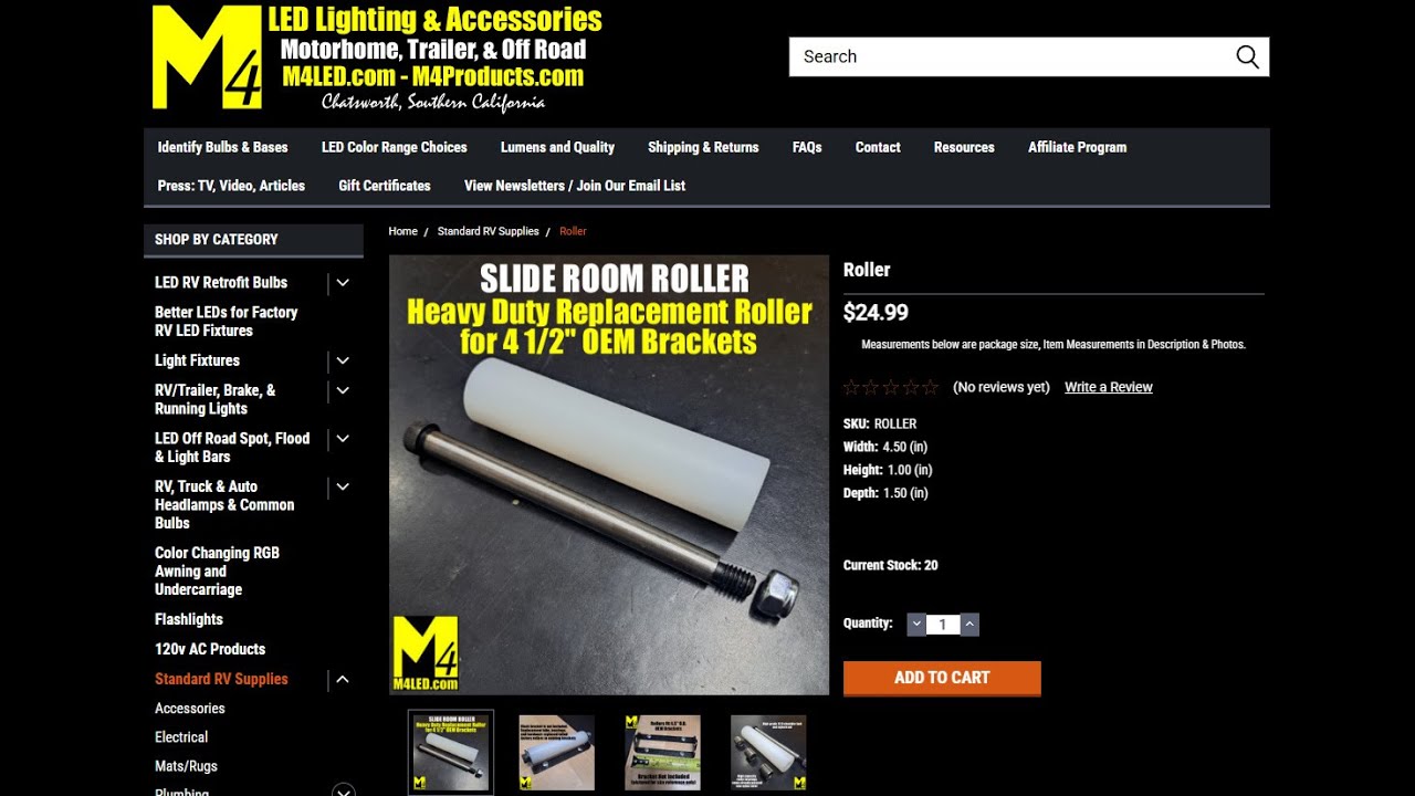 RV Slide Room much stronger retrofit replacement roller for rooms with 4 1/2