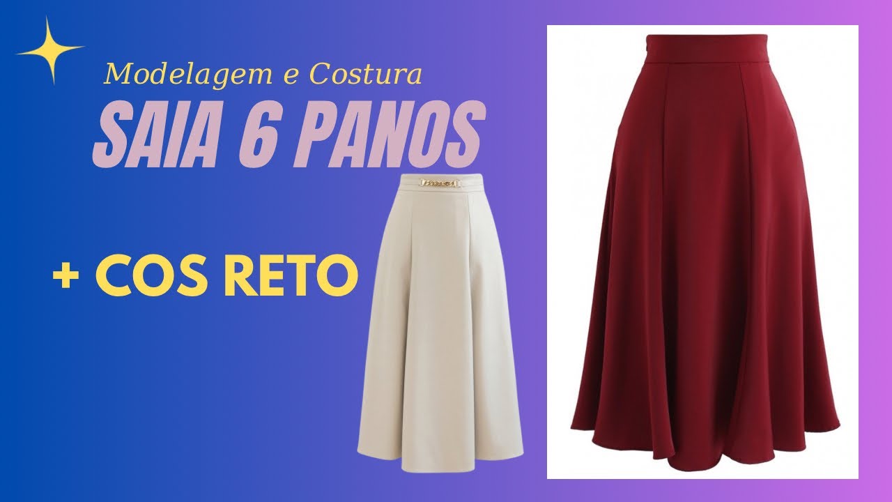 COMO FAZER SAIA MIDI EVASE DE 6 PANOS COM CÓS RETO │ VIVIANE PRATES