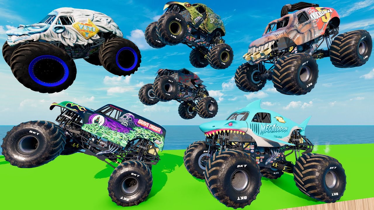 Monster Jam Freestyle Backflips Big Air and High Speed Jumps BeamNG Drive