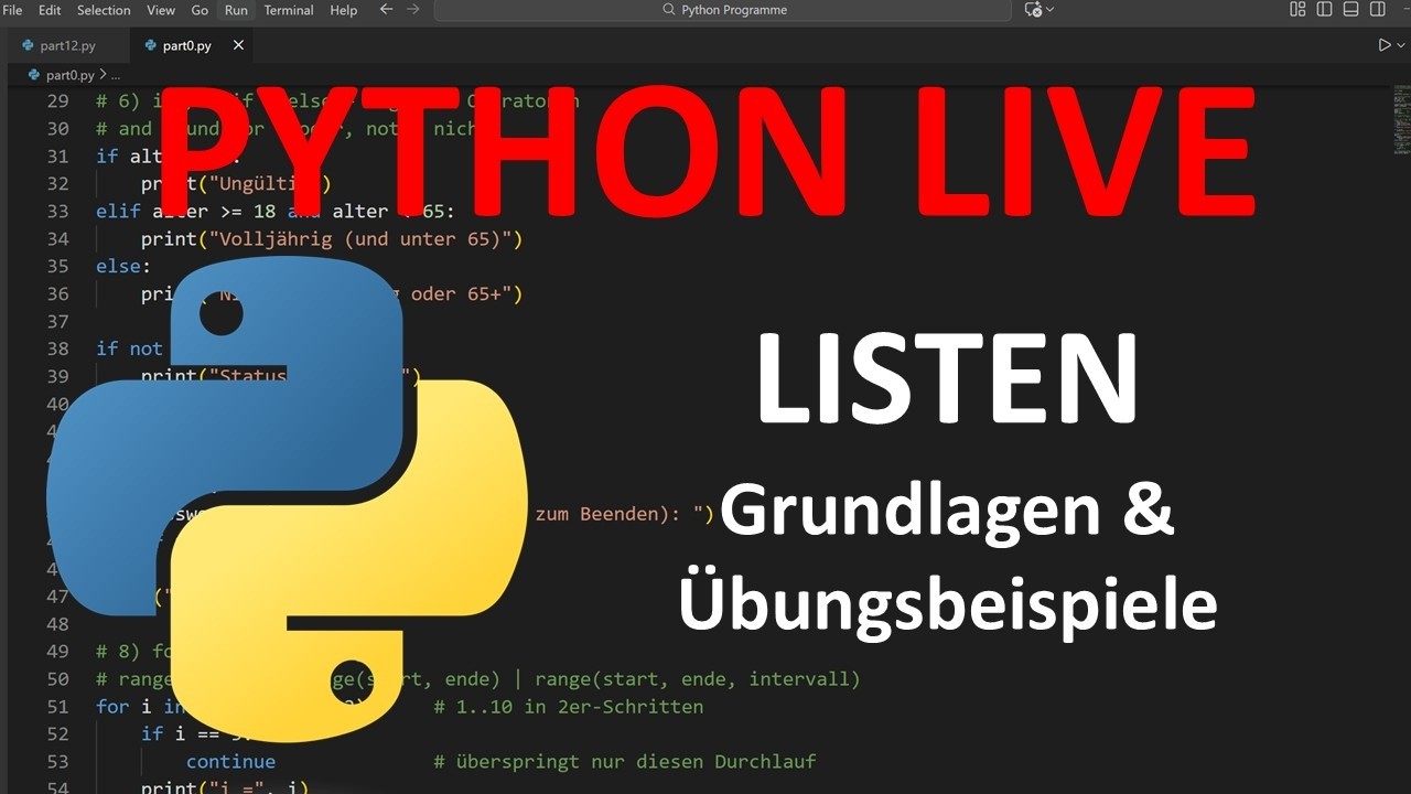 [LIVE] Listen in Python  – Grundlagen + Übungen