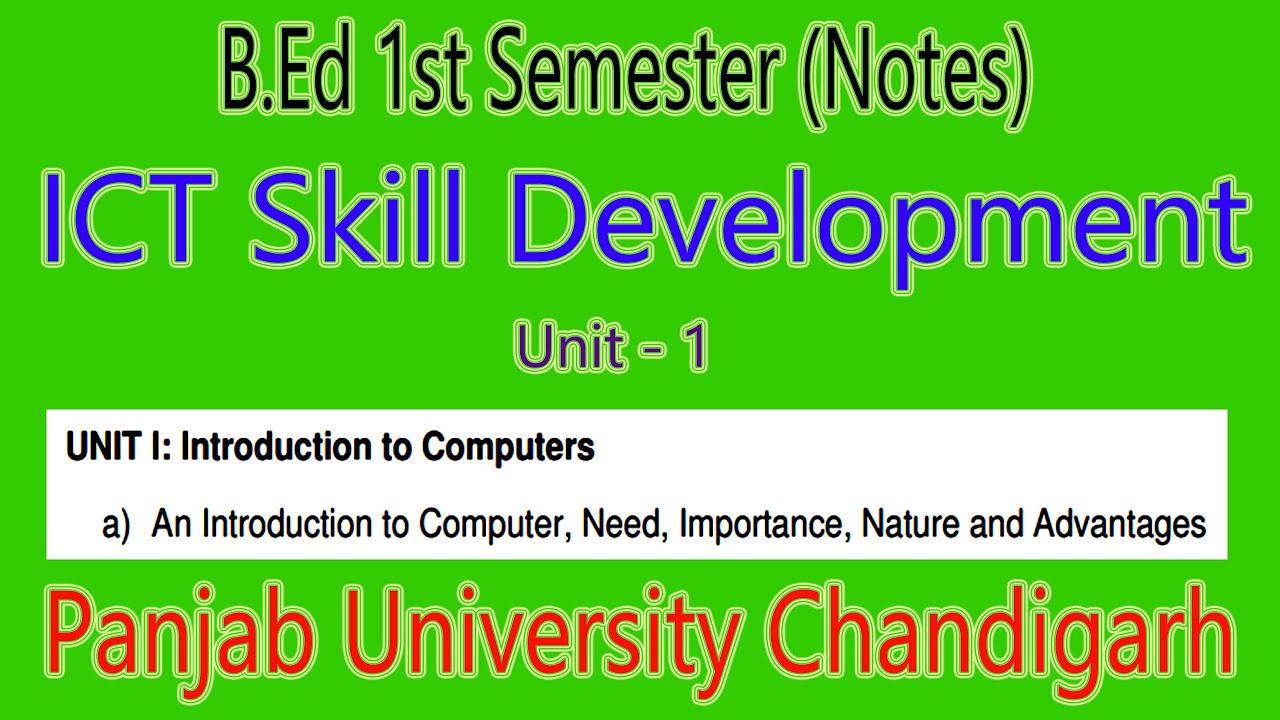 Notes Nature and advantages of computer b.ed 1st semester ICT Skill Development Punjab University