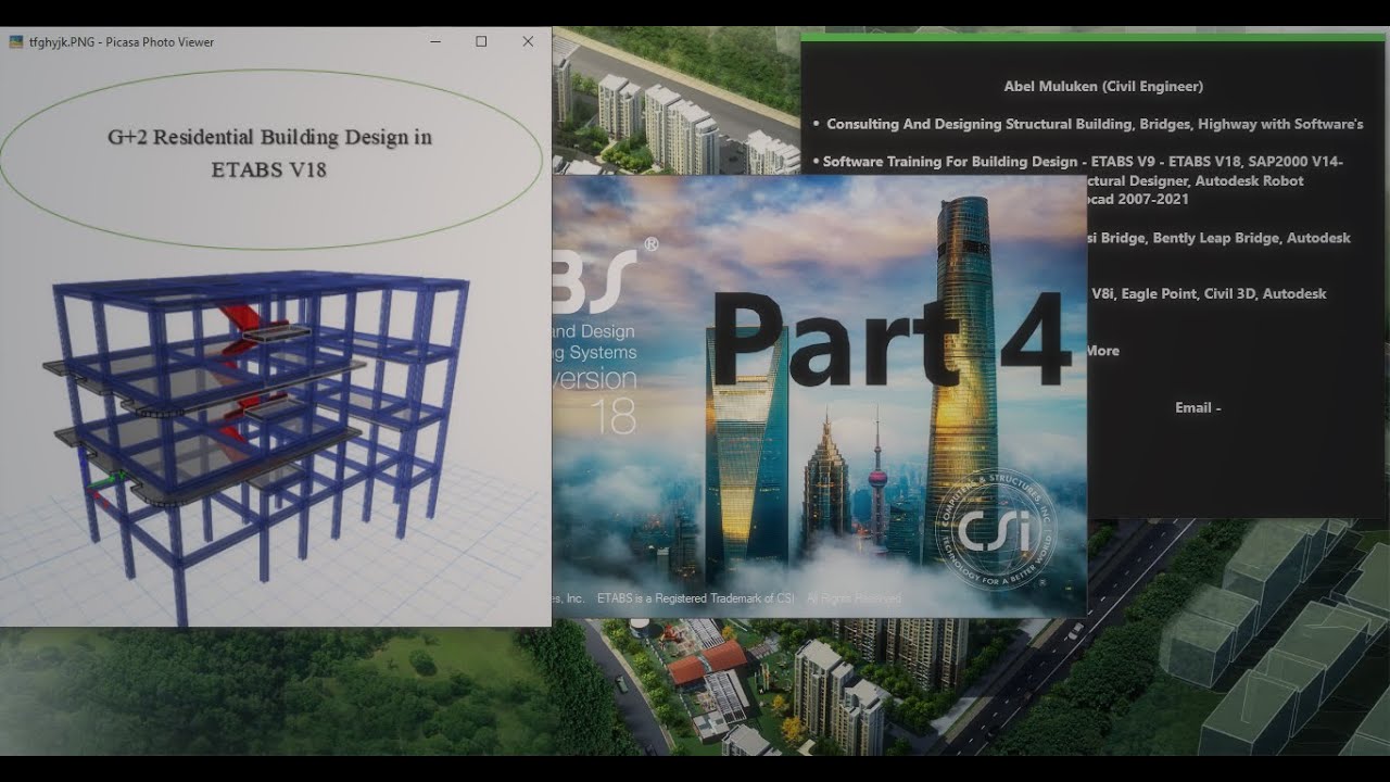 G+2  Building Part 4 Modelling Column, Slab and Beam in ETABS V18 Amharic  By Abel M