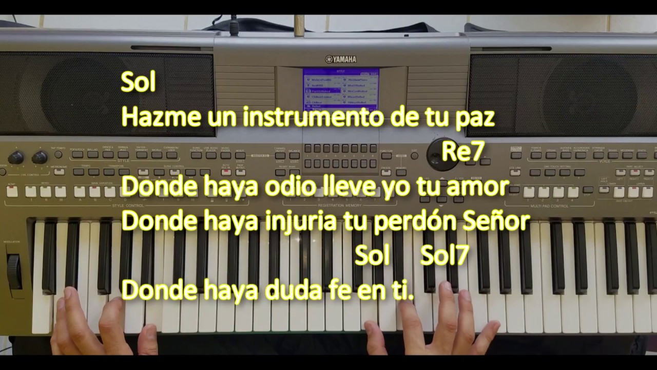 Hazme un instrumento de tu paz pista letra y acordes en Sol