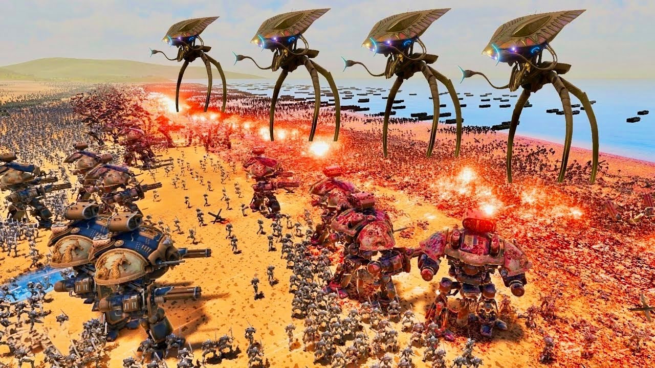4,000,000 Xenomorphs & Tripods vs SPACE MARINE Beach Defenses - Ultimate Epic Battle Simulator 2