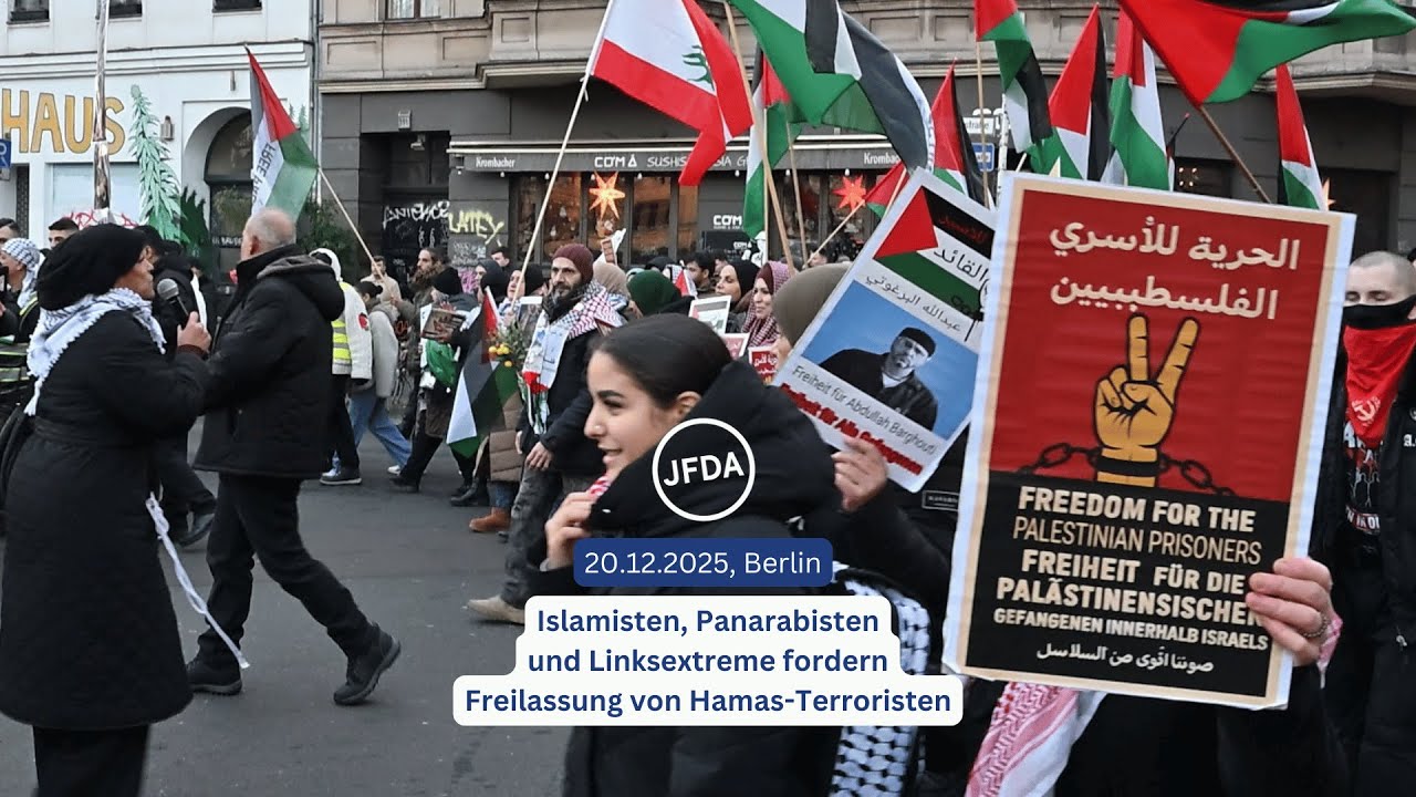 &bdquo;Pal&auml;stina den Arabern&ldquo;: Linksislamistischer Aufmarsch verherrlichte Terrorismus, Berlin, 20.12.2025