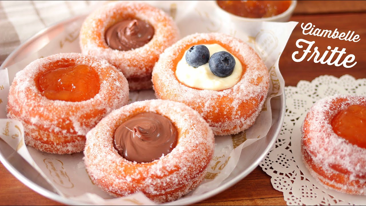 CIAMBELLE FRITTE RIPIENE di Carnevale | Ricetta Senza Uova e Senza Burro