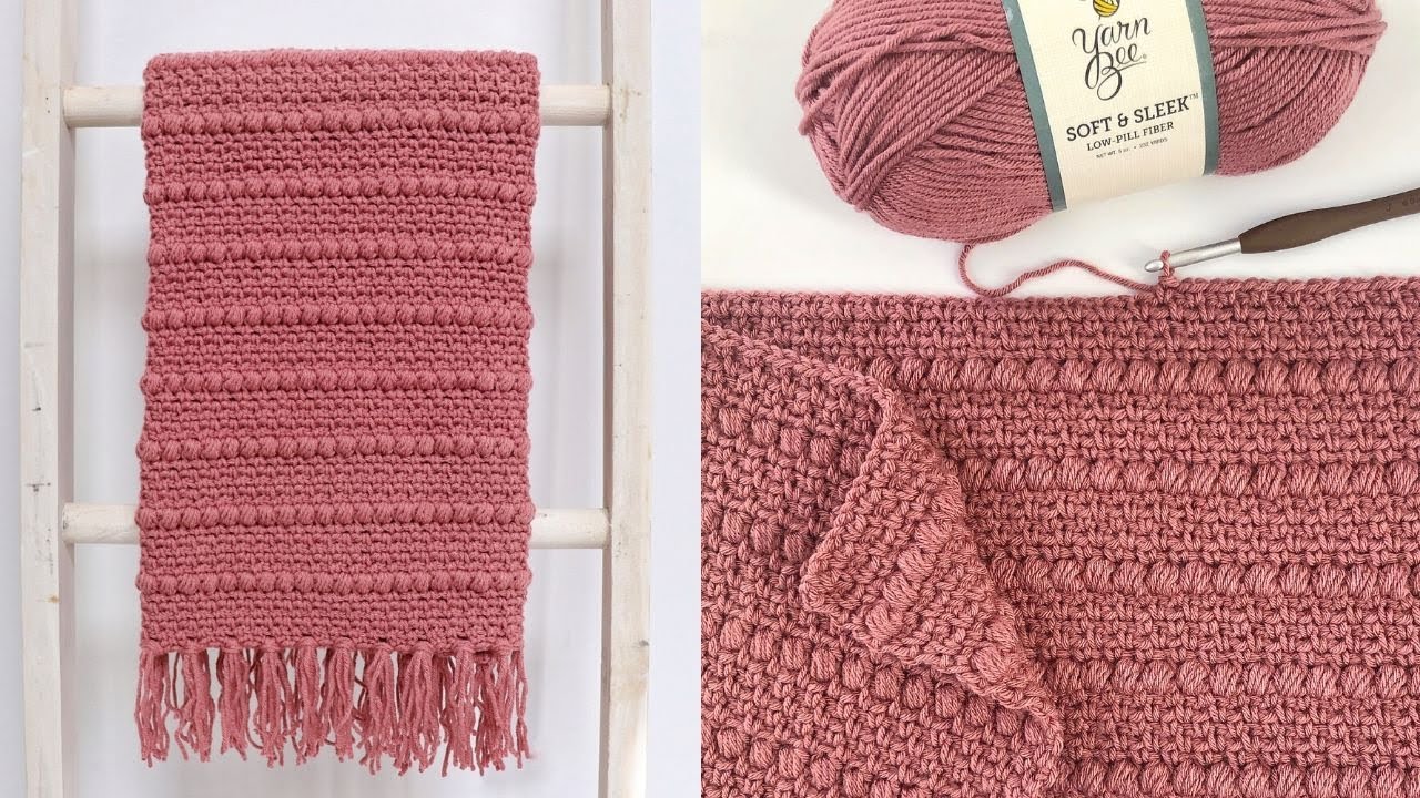 Crochet Boho Puff Stripes Baby Blanket