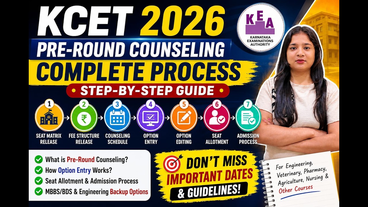 KCET 2026 Pre-Round Counselling Process | Option Entry, Fee & Seat Allotment | KEA Counselling Guide