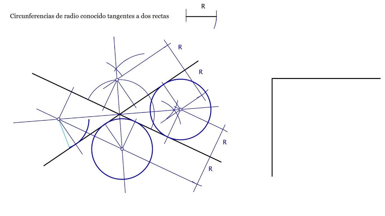🧿❌🧿Circunferencias de radio conocido tangentes a dos rectas. 3 ejemplos.❌🧿❌