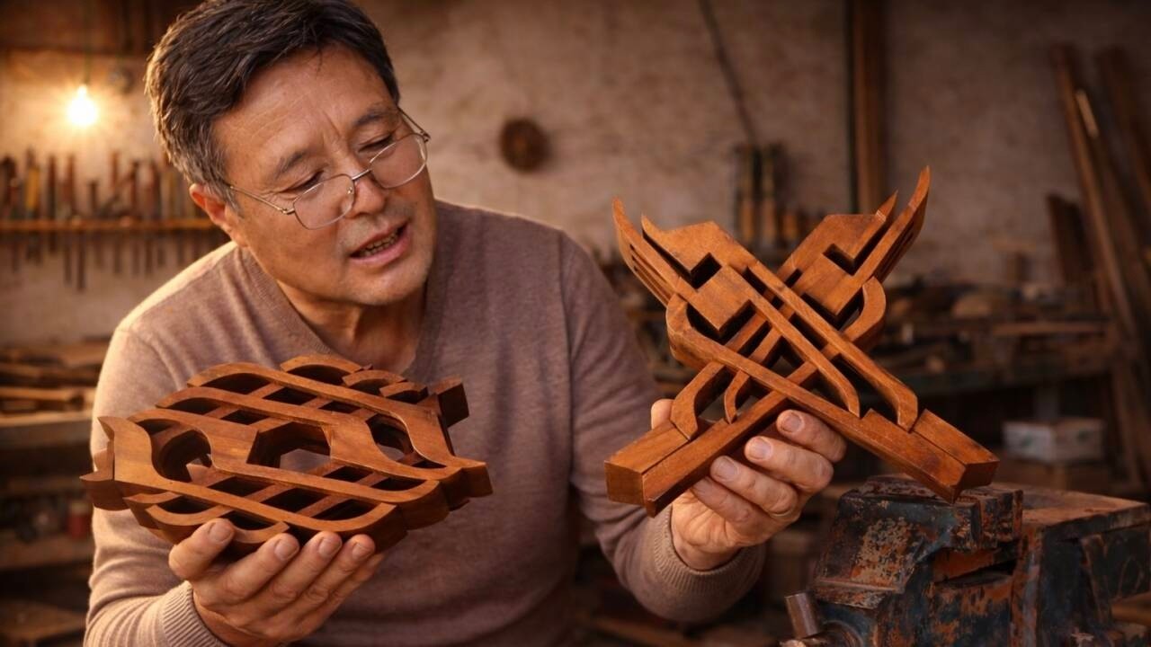 2,500-Year-Old Chinese Craft: Turning One Solid Block of Wood into a Folding Pillow