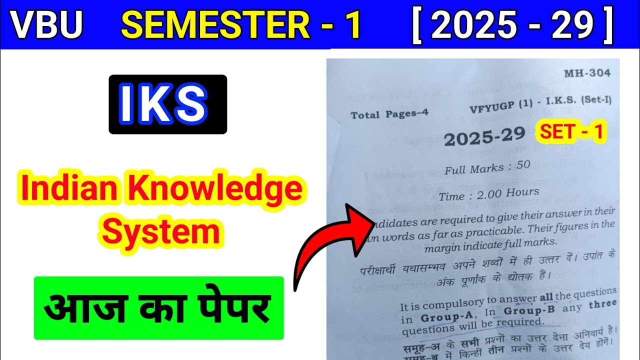 VBU Sem 1 IKS Questions Paper 2025 29 | Semester 1 indian knowledge system important questions set 1