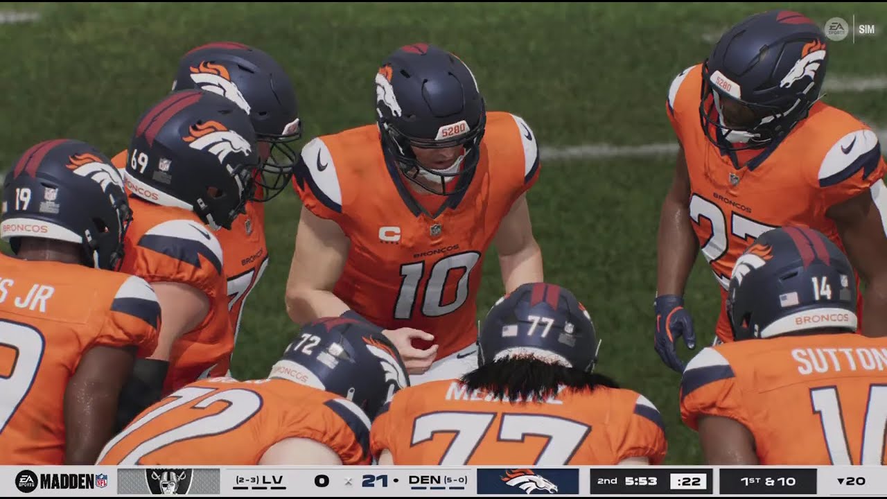 Madden 26 Wr on the Broncos against the raiders