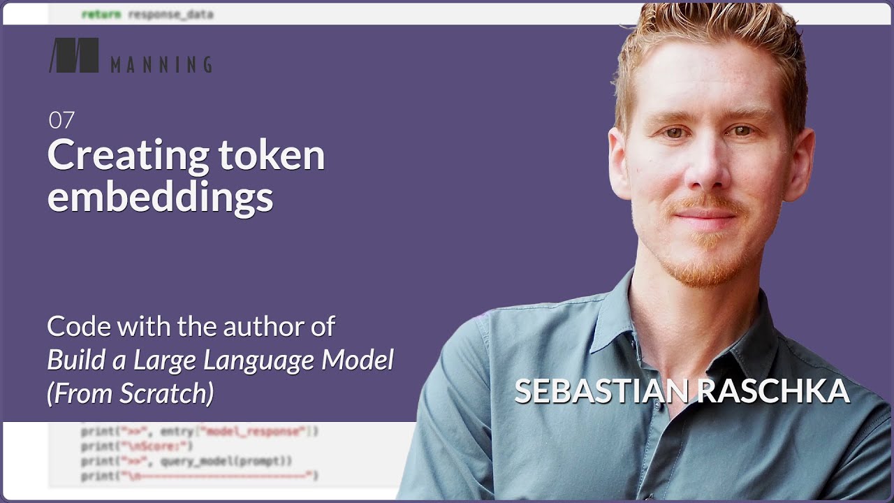 🧠 Creating Token Embeddings – Live Coding with Sebastian Raschka (Chapter 2.7)