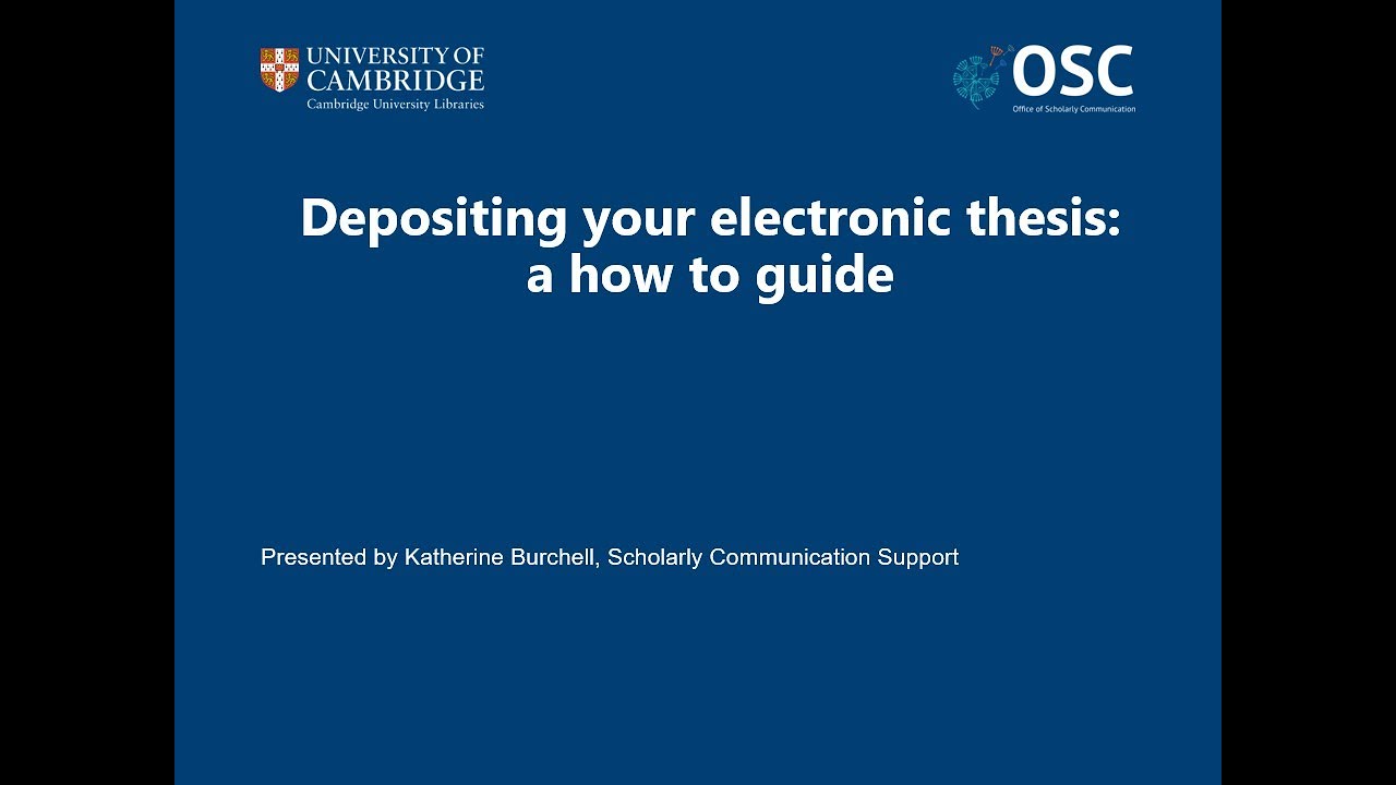 Depositing your electronic thesis in Symplectic Elements