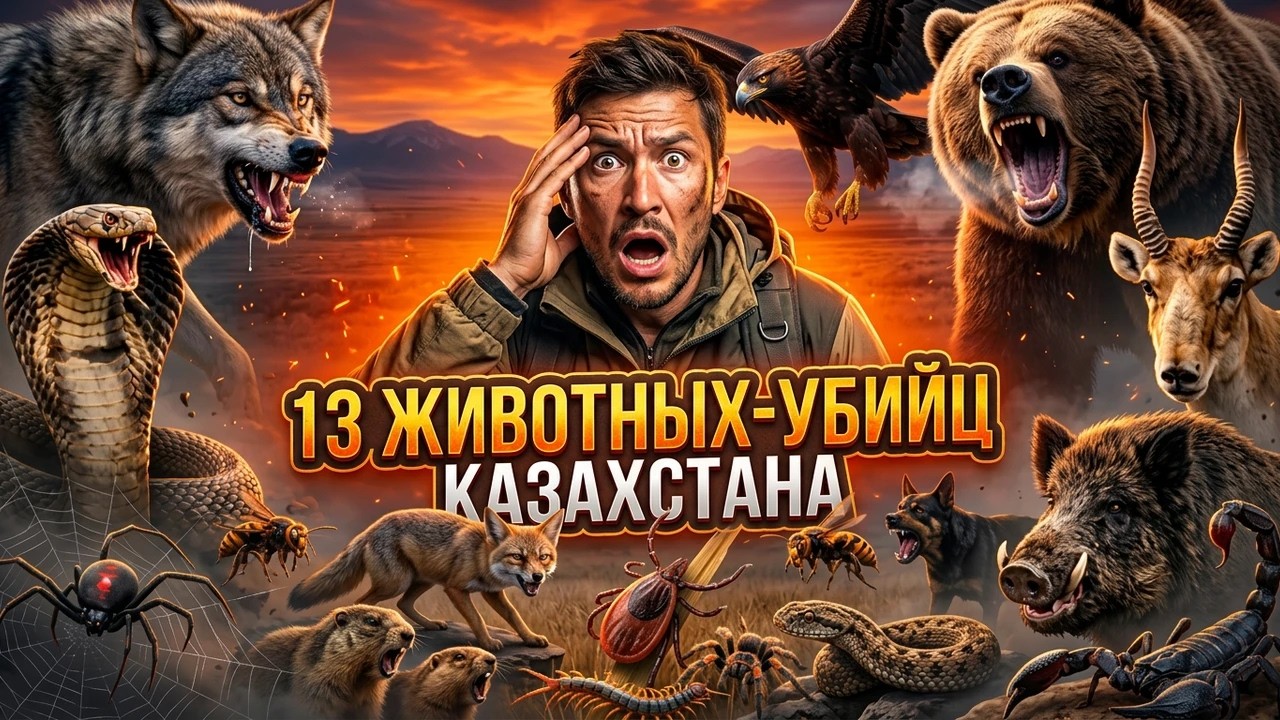 13 самых опасных животных Казахстана !? Черная вдова, Кобра ,Барс. Реальная жизнь