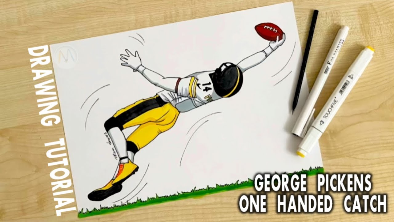 How to draw George Pickens one handed catch / How to draw Steelers football player