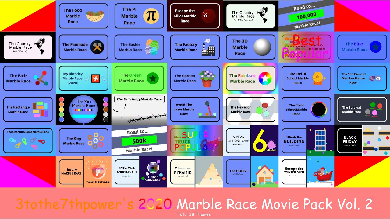 3tothe7thpower's 2020 Marble Race Movie Pack Vol.2