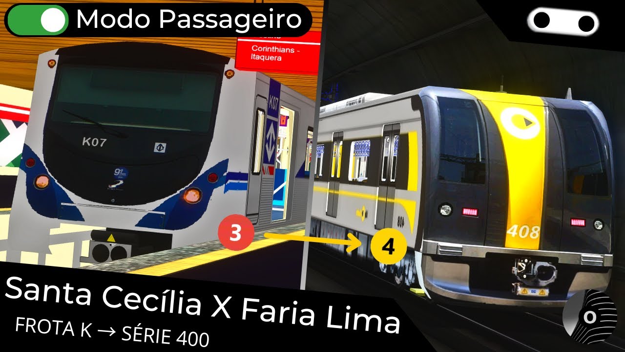 OpenBVE - SANTA CECÍLIA x FARIA LIMA (Linhas 3 e 4) com os TUEs FROTA K e SÉRIE 400!