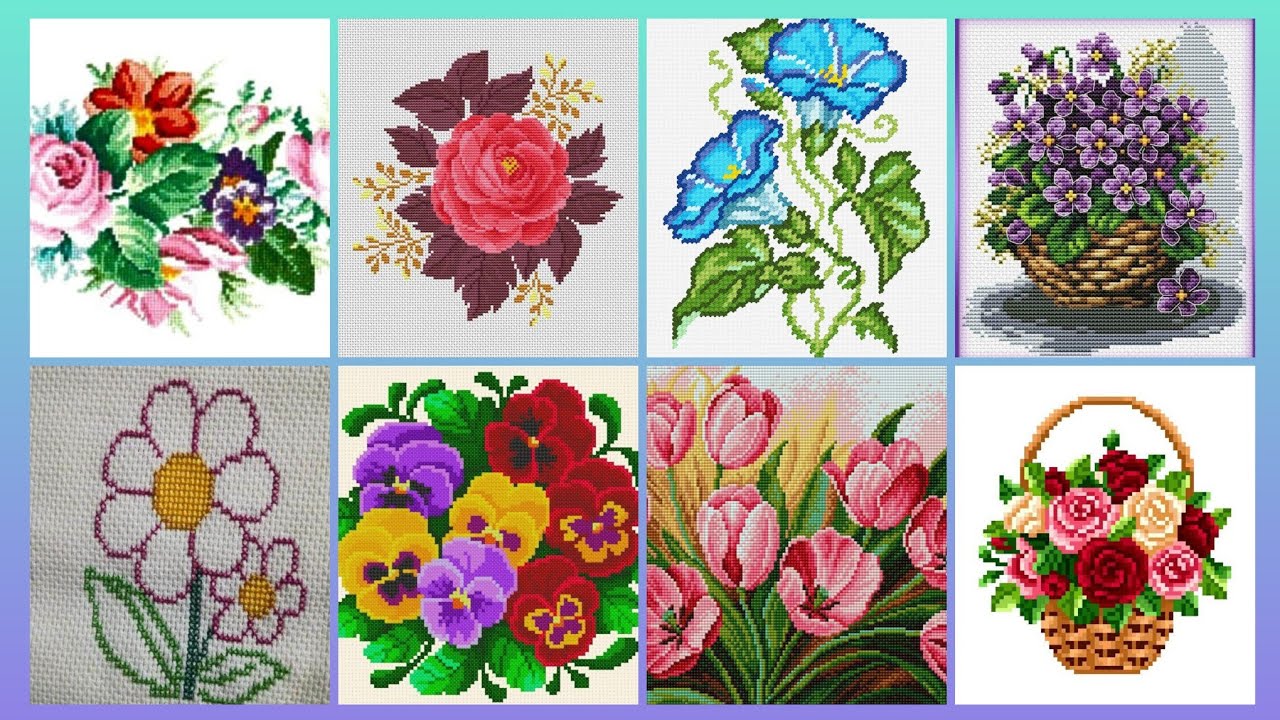 Top 100+ Amazing and Elegant Floral Cross stitch patterns || Charsuti Kerhai Ideas For Everything||