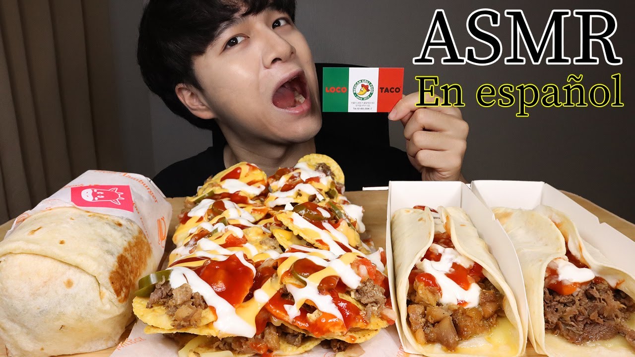 ASMR comiendo Tacos, Burrito y Chili con carne! 'COREANO'/Sonido de Comer/Eating Sound