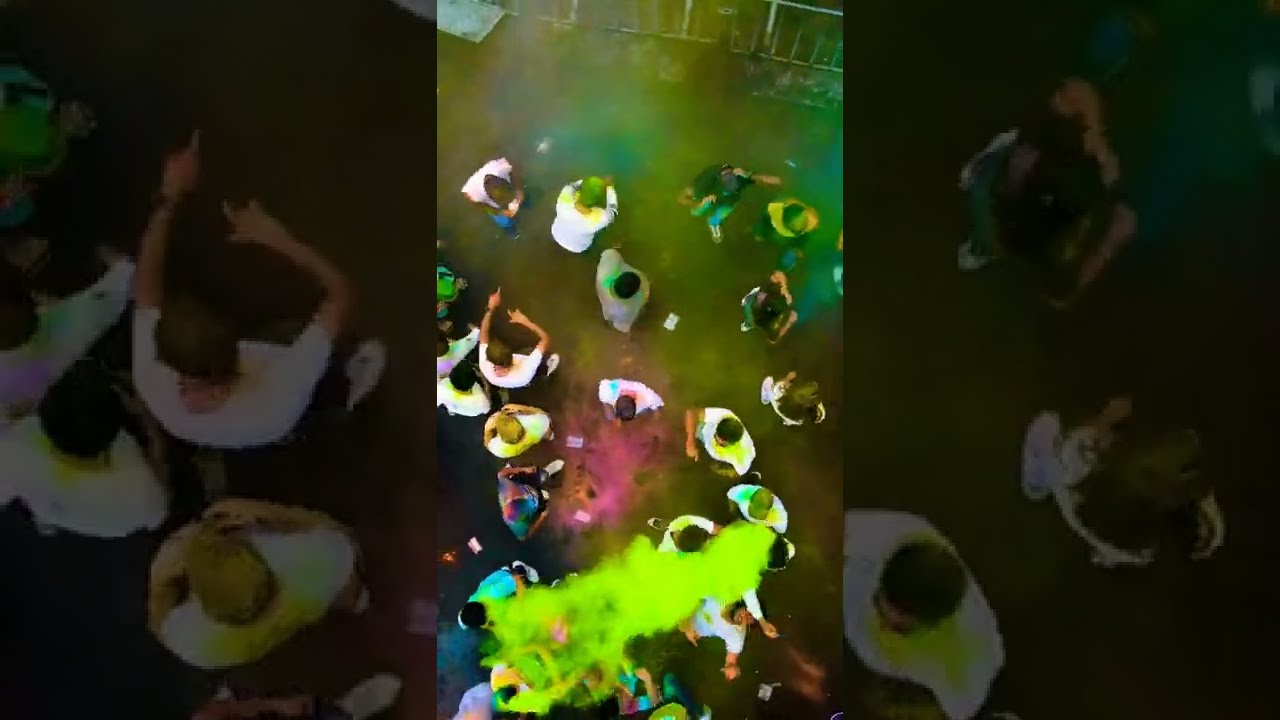 Colorful powder sprinkled at Holi festival celebration in India