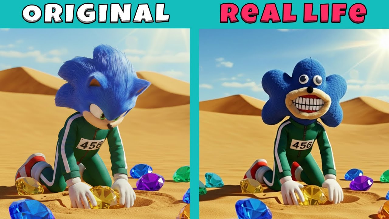 Sonic finds the ruby ​​in a challenge from Squidgame | Sonic Original vs Real Life | Sonic Animation