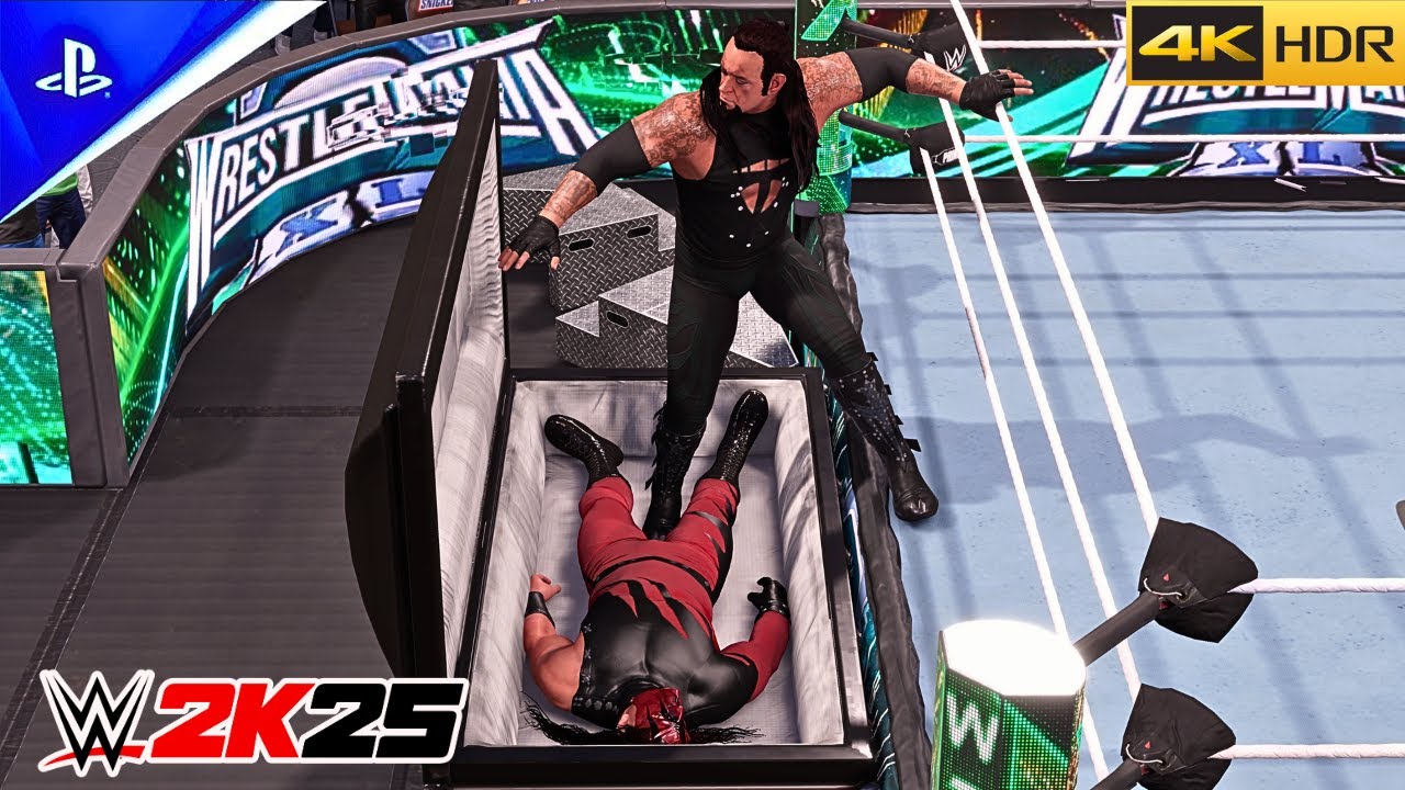 WWE 2K25 - Андертейкер против Кейна - Матч в гробу на WrestleMania | PS5™ Pro [4K HDR]