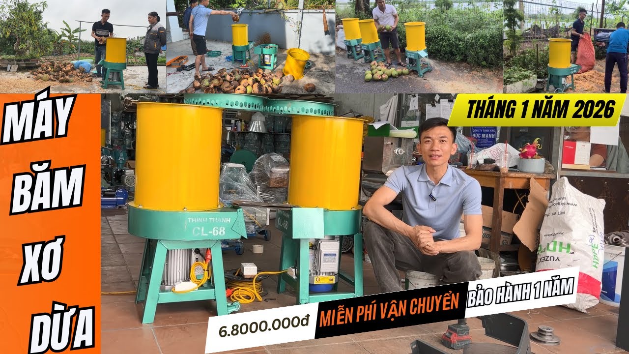 Giá Bán Máy Băm Xơ Dừa 1 Pha Cải Tiến Tháng 1 Năm 2026
