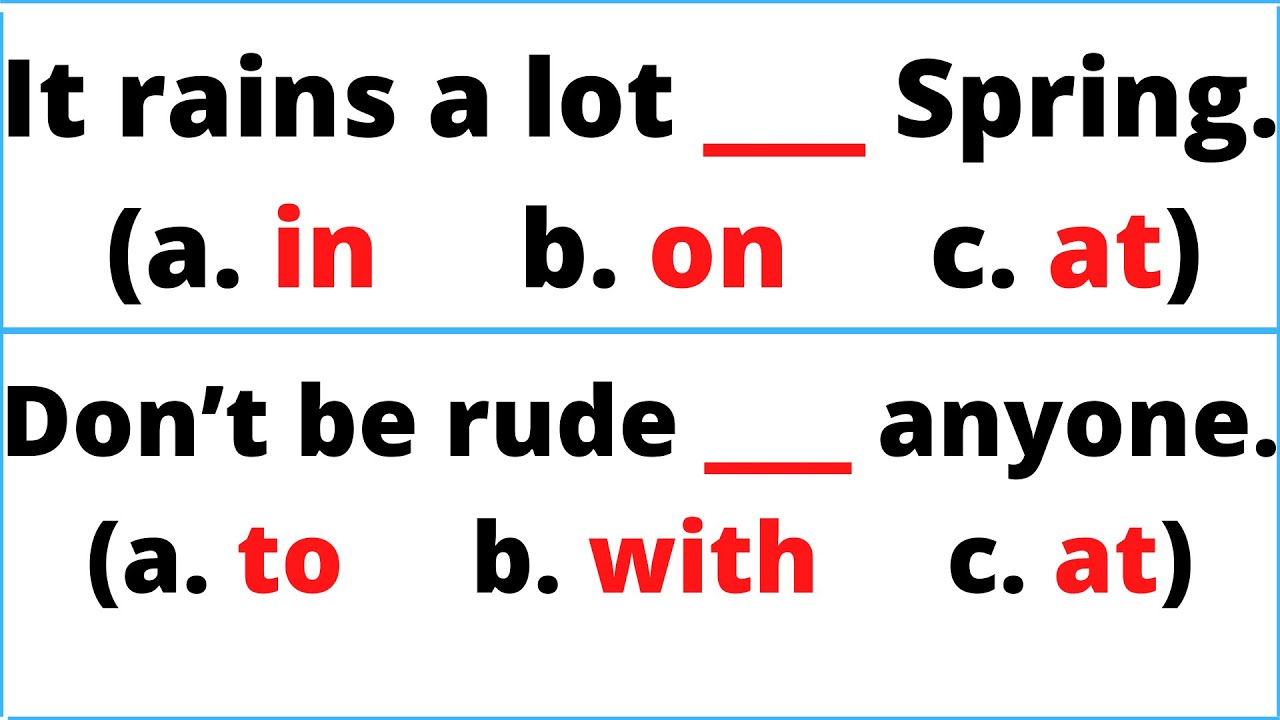 English Grammar Test: Prepositions IN, ON, AT, BY, OF | English MasterClass