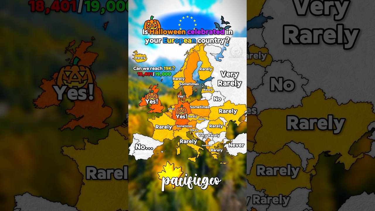 🎃 Is Halloween celebrated in your country? 👻 #mapping #map #geography #halloween
