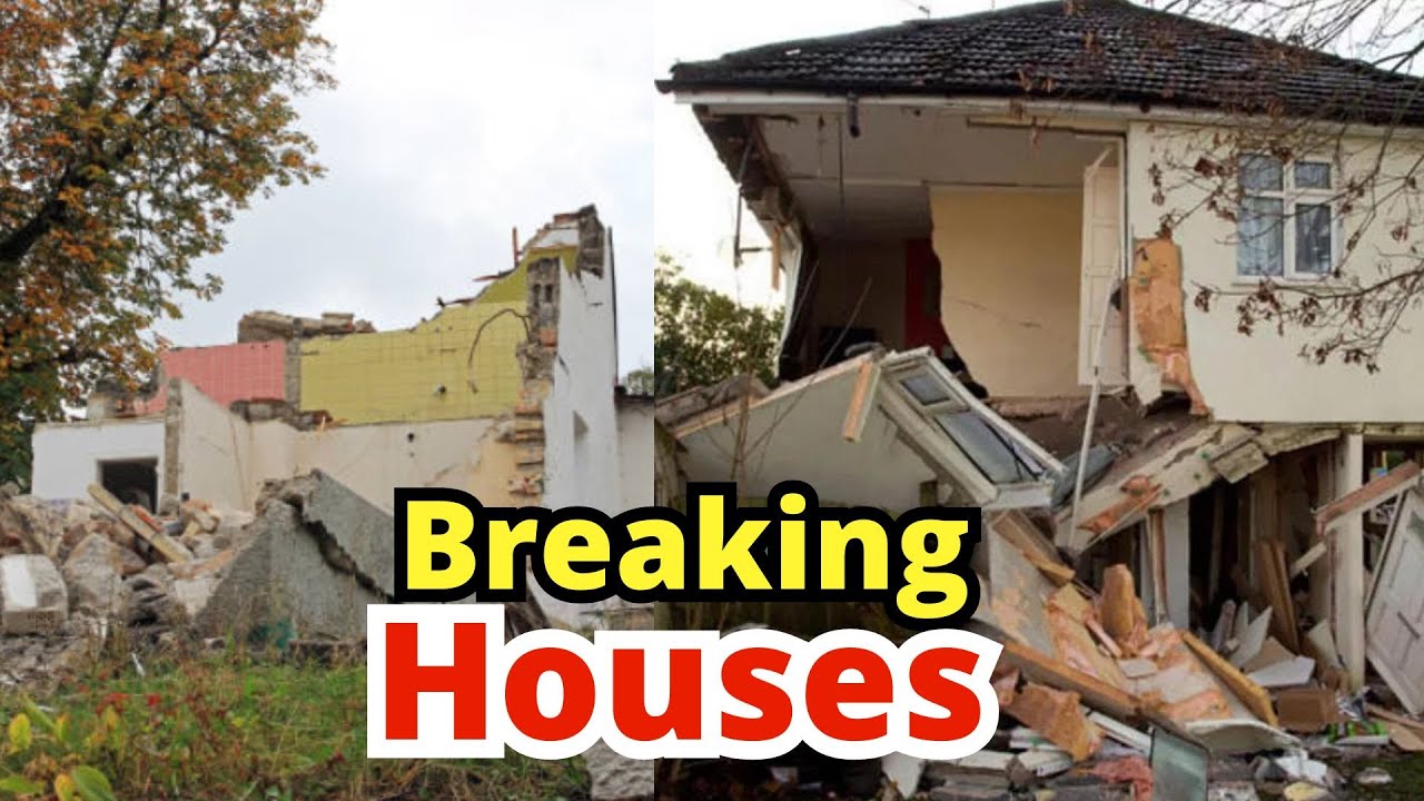 Breaking down new buildings on road The Gambia