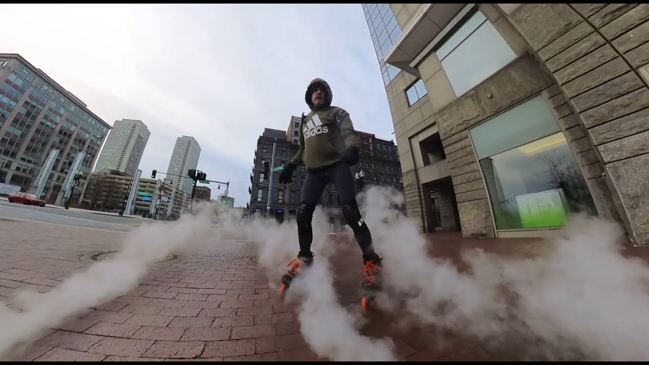 High Action Street Skating On A Cold Windy Day In Boston