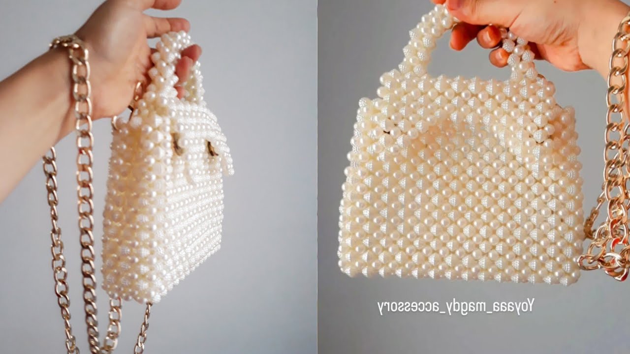 تعليم شنطة بالخرز/شنطة باللولي او بورتفيه how to make beadded bag شنطة بيد من اللولي شنطة بيد خرز ❤