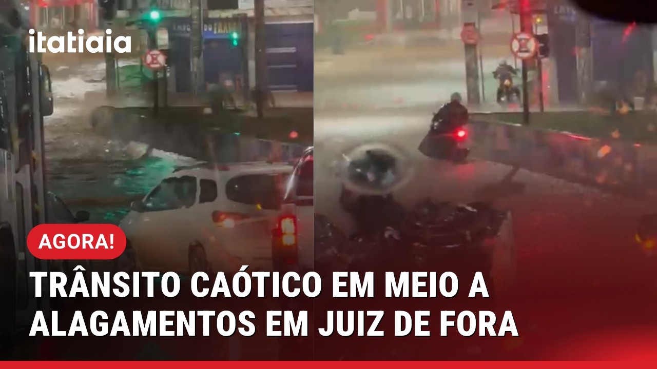 REPÓRTERES DA ITATIAIA FICAM PRESOS NO TRÂNSITO EM CHUVA FORTE EM JUIZ DE FORA