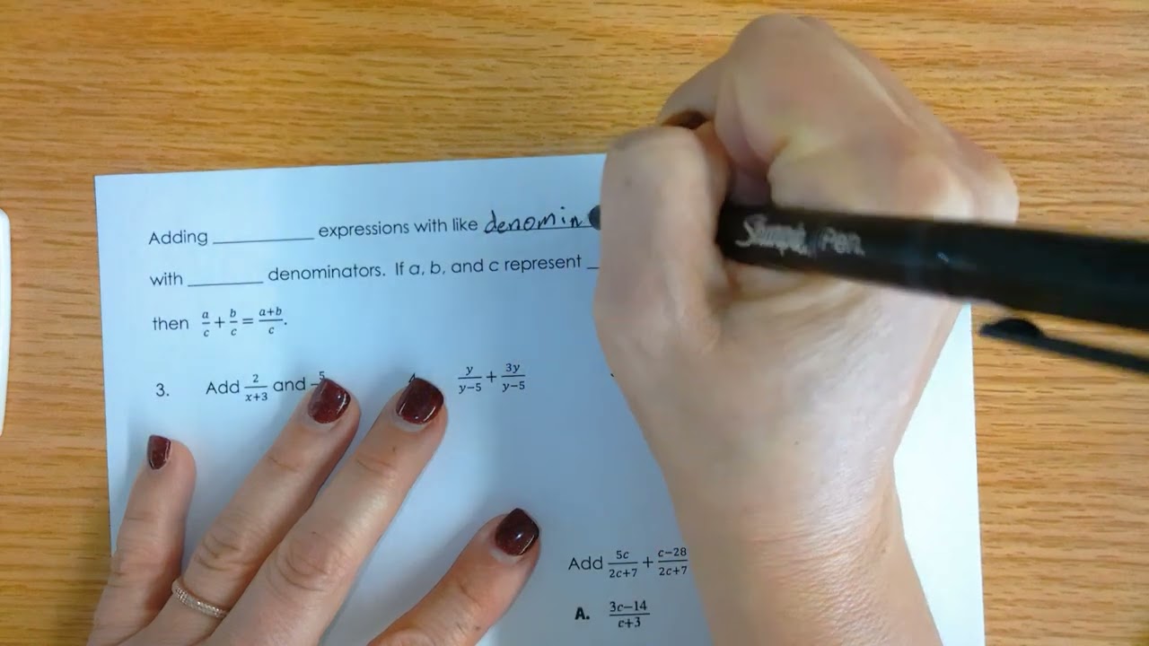 A1A Adding and Subtracting Rational Expressions
