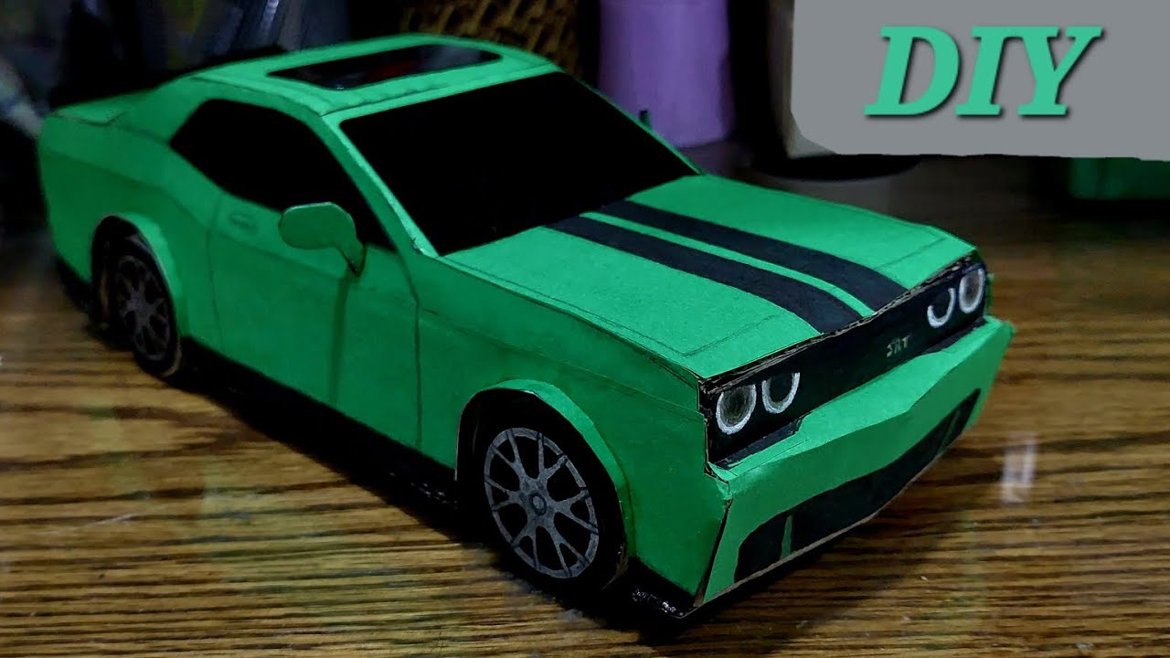 How to make Dodge Challenger SRT of cardboard Handmade | DIY
