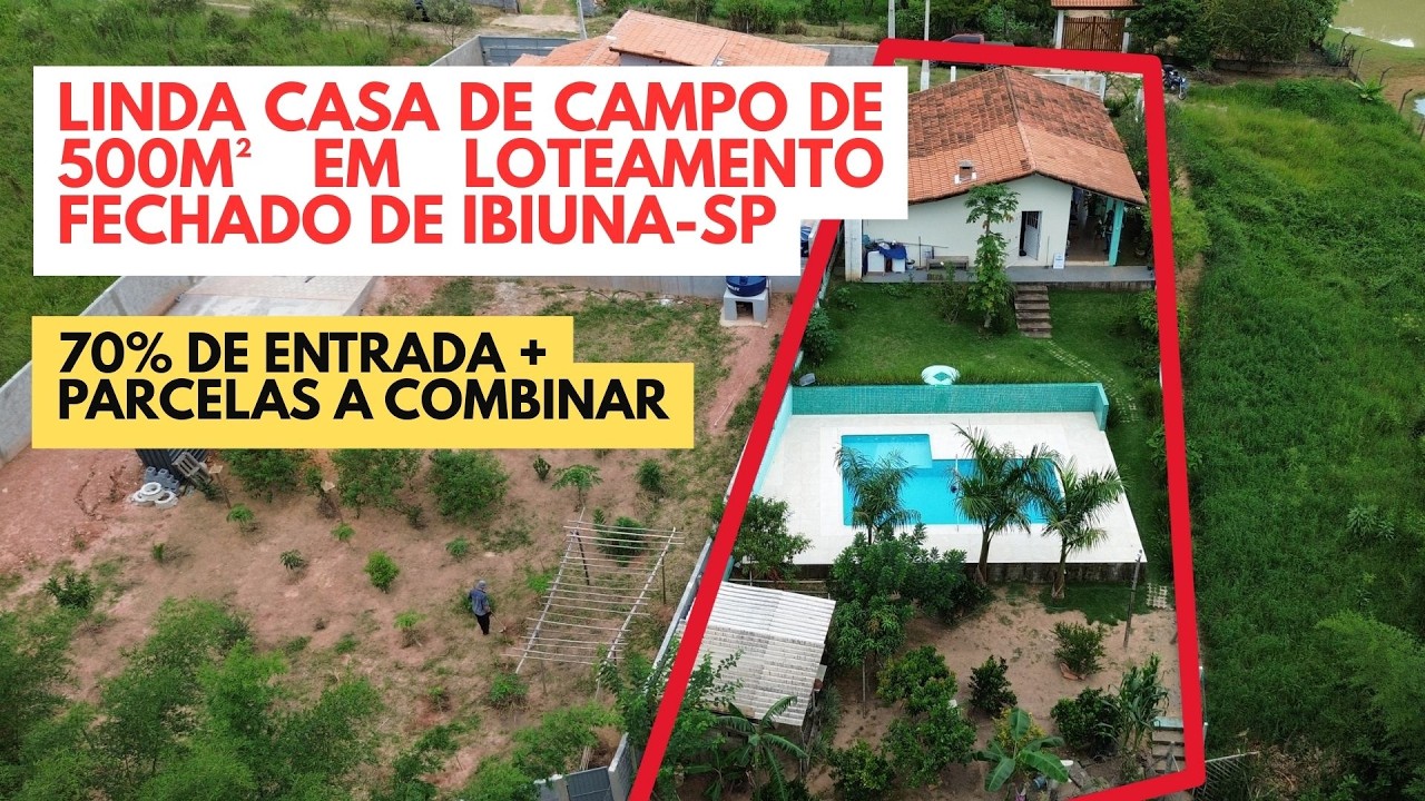 REF.1103-VENDO/PARCELO LINDA CASA DE CAMPO DE 500M² EM LOTEAMENTO FECHADO DE IBIUNA-SP