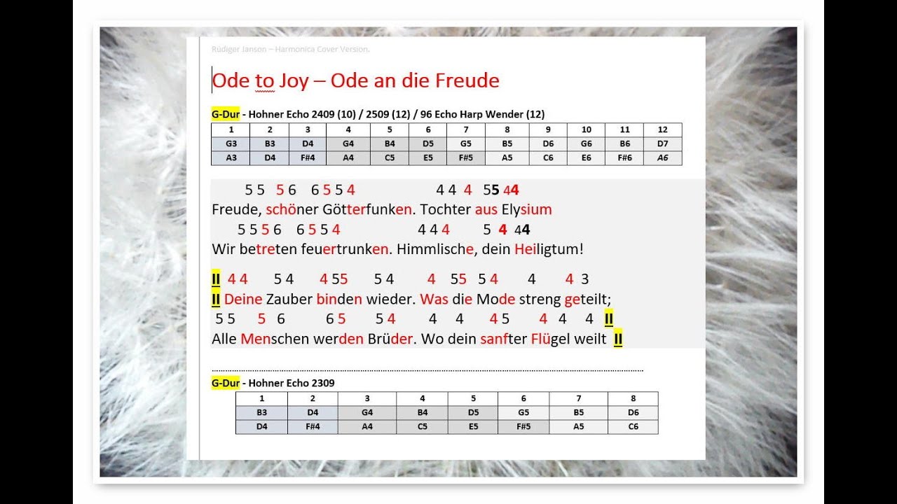Ode to Joy – Ode an die Freude // Harmonica Tabs