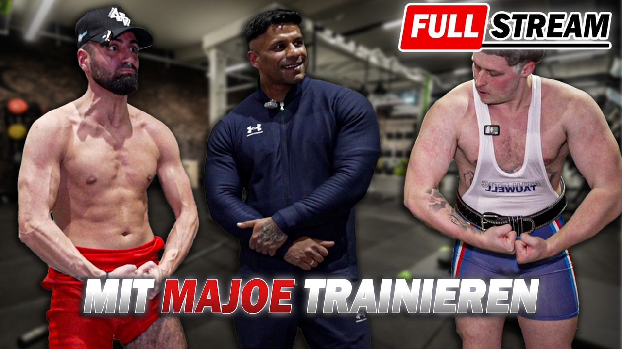 100Kg BANKDRÜCKEN geht schief MIT MAJOE (Bodybuilding training) | FULL STREAM