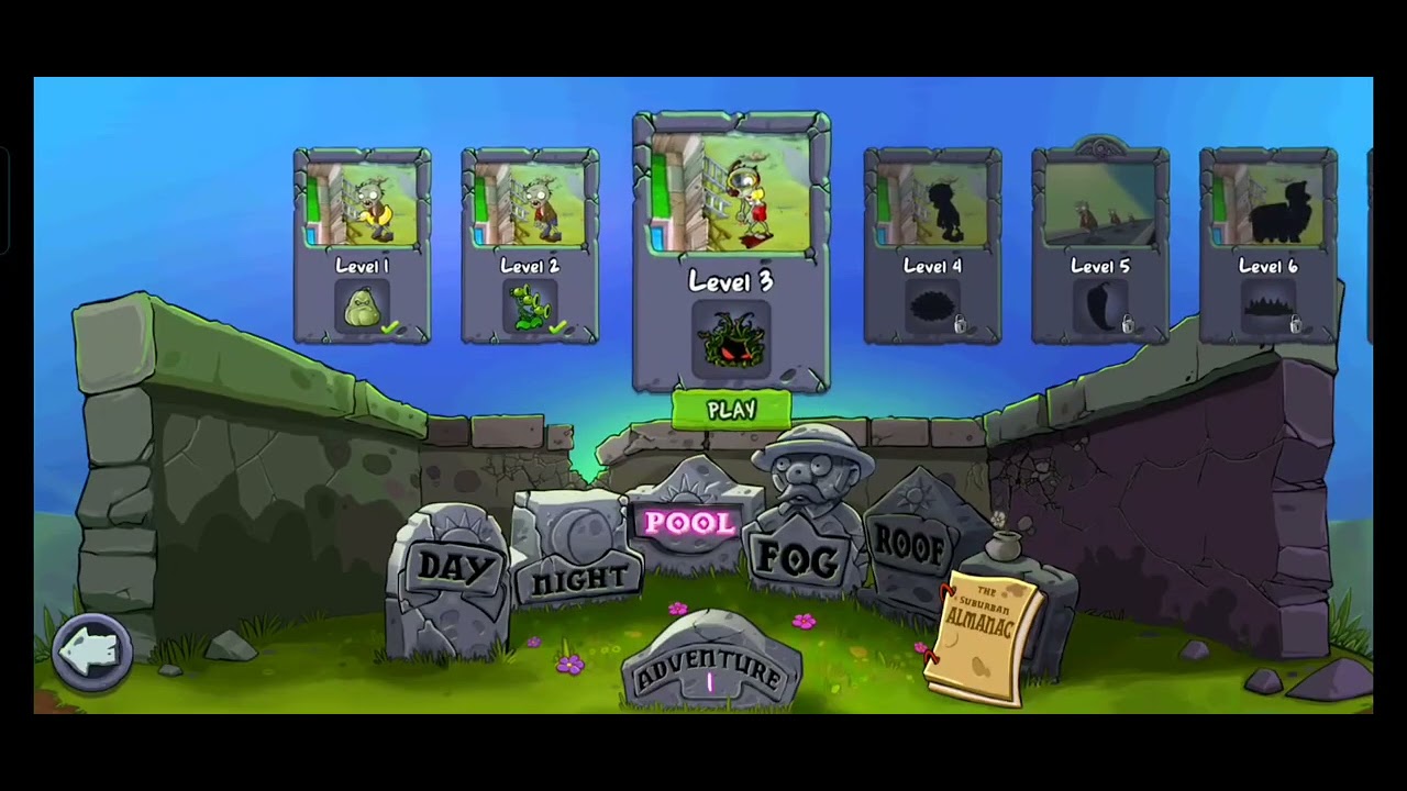 Plants vs Zombies Gameplay - Pool level 1 to 3