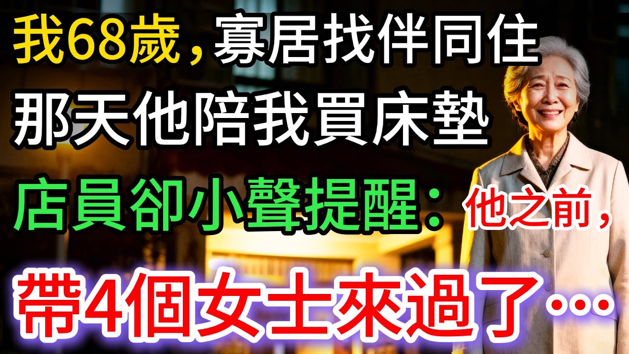 我68歲，寡居找伴同住，他陪我買床墊，店員卻悄悄說：在妳之前，他帶4個女士來過了…